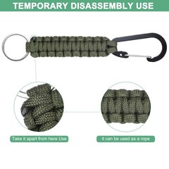 3-Pack Braided Paracord with Clips, 6.7 Inch Paracord Lanyard[Dark Green]