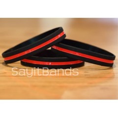 Set of CHILD Size Thin RED Line Bracelets Fire Fighter Department Wristband Lot