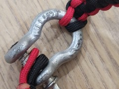 Paracord Custom Fashion Bracelet Red / Black w Shackle Hook XXL