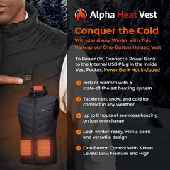 Alpha Heat Vest – USB Rechargeable Heated for Men and Small Short, Black