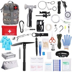 125Pcs Emergency Survival Kit First Aid Military Kit with Backpack Flashlight