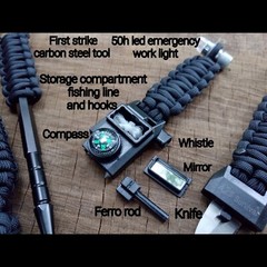 Paracord survival set belt wallet bracelet Spike tool knife neck pouch fob