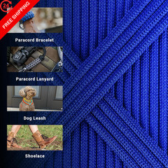 WEREWOLVES Paracord Rope, 7 Strand Type III Parachute 200 ft, Sapphire Blue