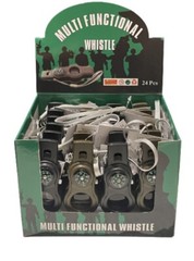 5in1 Emergency Survival Gear Camping Hiking Whistle Compass Flashlight Laser Mag
