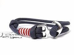 Anchor Bracelet-Paracord-Surfer Bracelet-Adjustable-Accent Colors-Handmade