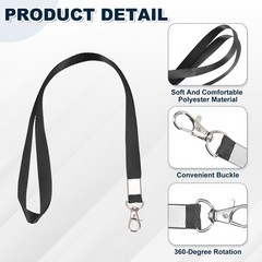10Pcs 16.9″ Polyester Flat Lanyard with Lobster Clasp for Keys, Black