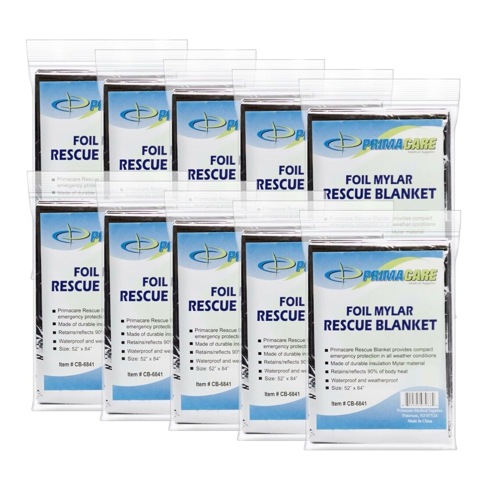 Emergency Foil Mylar Thermal Blanket, 82″ x 54″ (Pack of 10) CB-6841
