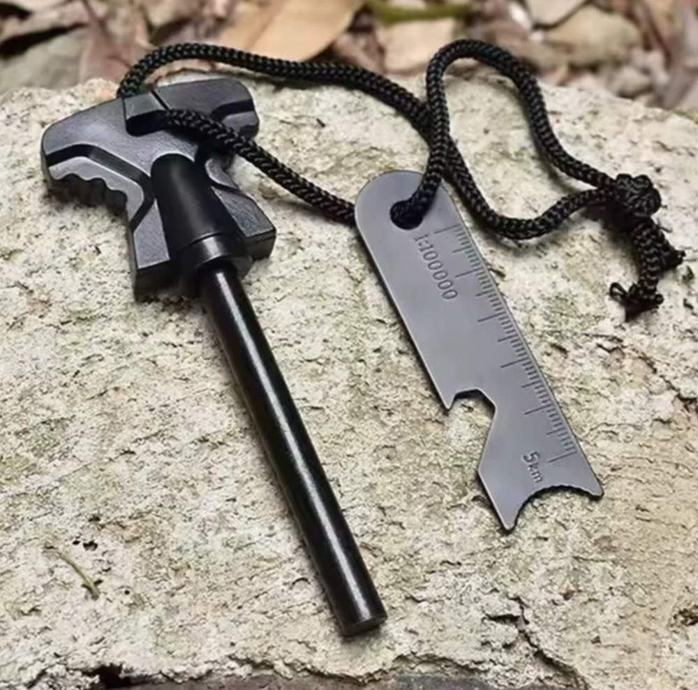 Fire Starter Flint Steel Striker Survival Kit Ferro Rod Camping Outdoor Tool