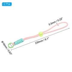 2Pcs Paracord Lanyard Keychain with Spring Ring, Pink, Green