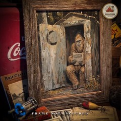 Vintage Sasquatch Bigfoot Art Print Outhouse Artwork Bathroom Wall Decor Gift