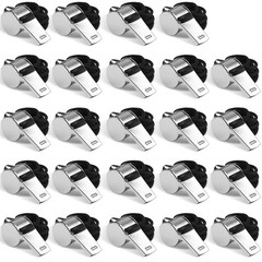 Whistle, 24 PCS Professional Stainless-Steel Whistles with Lanyards in Bulk