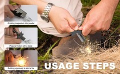 Magnesium Flint Fire Starter, 4 Pack | Survival Fire Blocks With Striker, For