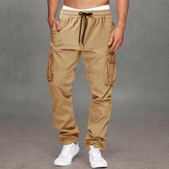THWEI Cargo Pants for Men Casual Cotton Drawstring Lightweight Large, Khaki
