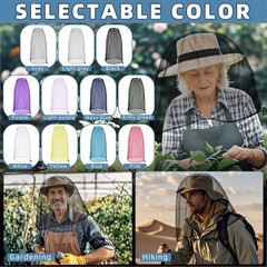 2 Pack Mosquito Head Nets with Drawstring Universal Fit for Hats Bug Net