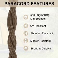 550 Paracord Rope 4mm Thin Paracord Nylon Cord 7-Strand Core [for 10ft Brown