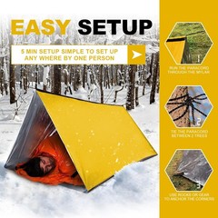 2-Pack Mylar Survival Life Tent, 2 Person Emergency Shelter Tube Tents with P…