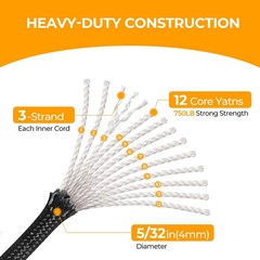 Paracord Rope 750lb Parachute Cord 4MM 12-Strand para Cord – Heavy Duty Spool St