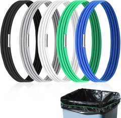 5 Pcs 96 Gallon Trash Can Rubber Bands, Heavy Black, Gray, Blue, White, Green