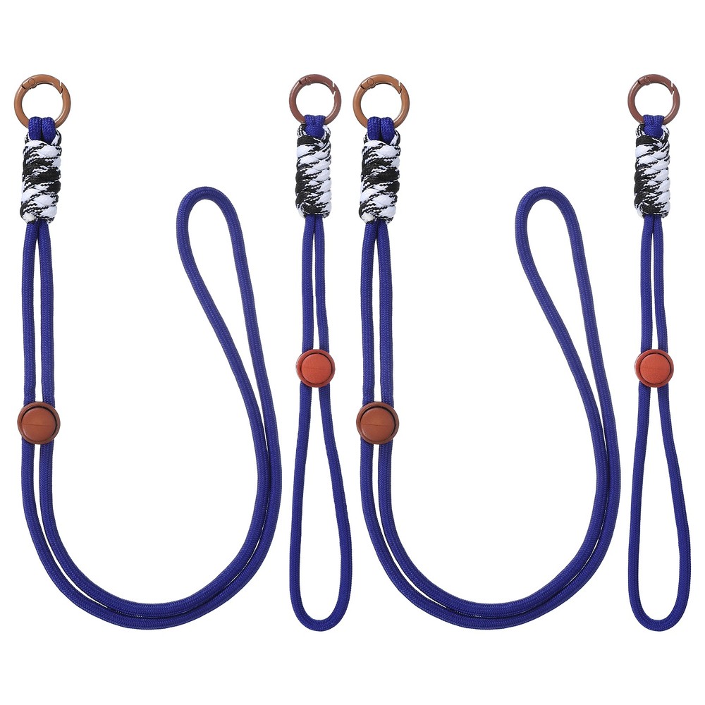 2Set Heavy Duty Paracord Keychain Lanyard for Keys , Deep Blue/Brown/Black White