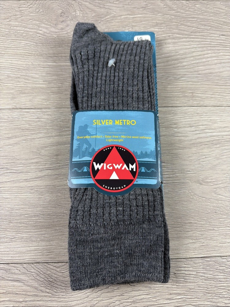 Wigwam F2594 Socks Silver Metro Gray Large Everyday Comfort