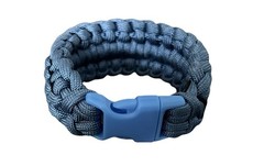 Paracord Cancer Weave Bracelet Blue W/ Black Micro-cord Accents & Blue Clasp 8”