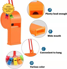 72Pcs Plastic Whistles Bulk Whistles Training Sports Whistles with Lanyard Loud