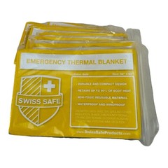 Swiss Safe Emergency Thermal Blankets Gold 52″ x 82″ Package of 10 Hunting Camp