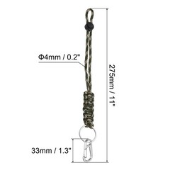2Pcs 11″ Paracord KeyChain with Clasps Adjustable Braided Lanyard Camo Green