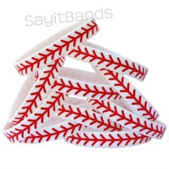 Set of BASEBALL Thread Silicone Wristbands – Wholesale Wrist Band Bracelet Lot