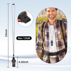 ​​7-in-1 Emergency Survival Whistle with Lanyard, Safety Whistle with Compass…