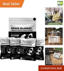 4-Pack Mylar Thermal Emergency Blankets – Space Blanket for Survival & Hiking