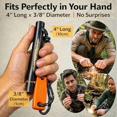 Ferro Rod Fire Starter Survival Kit, Flint and Steel Striker, 4 x 3/8 in |