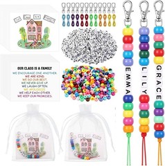 24 Sets Back to School Keychain Making Kit DIY Key Chain Crafts Include Letter B