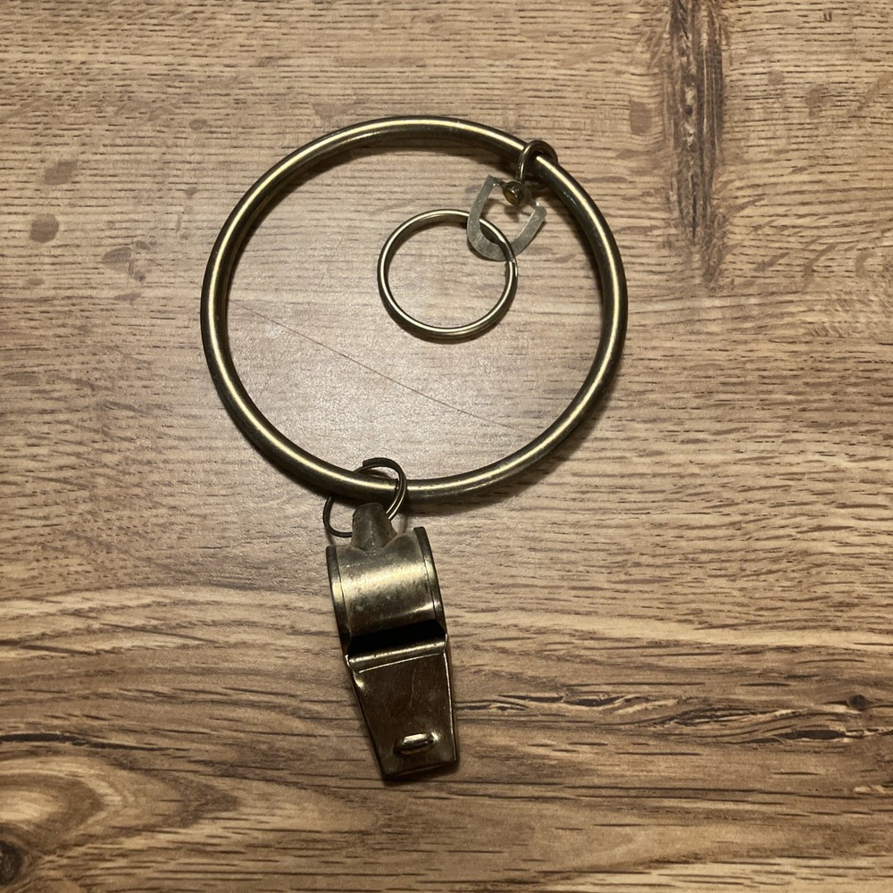VTG Solid Brass Metal Whistle With 3″ Key Ring Made In Taiwan Sports Training