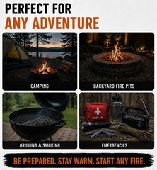 100% Waterproof Fire Starter (15 Disc) Up to 60 Fires | 8-10 Minute Burn Inst…