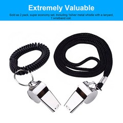 2x Coach Referee Loud Whistle Survival Singal Sports Soccer w/ Lanyard Wristband