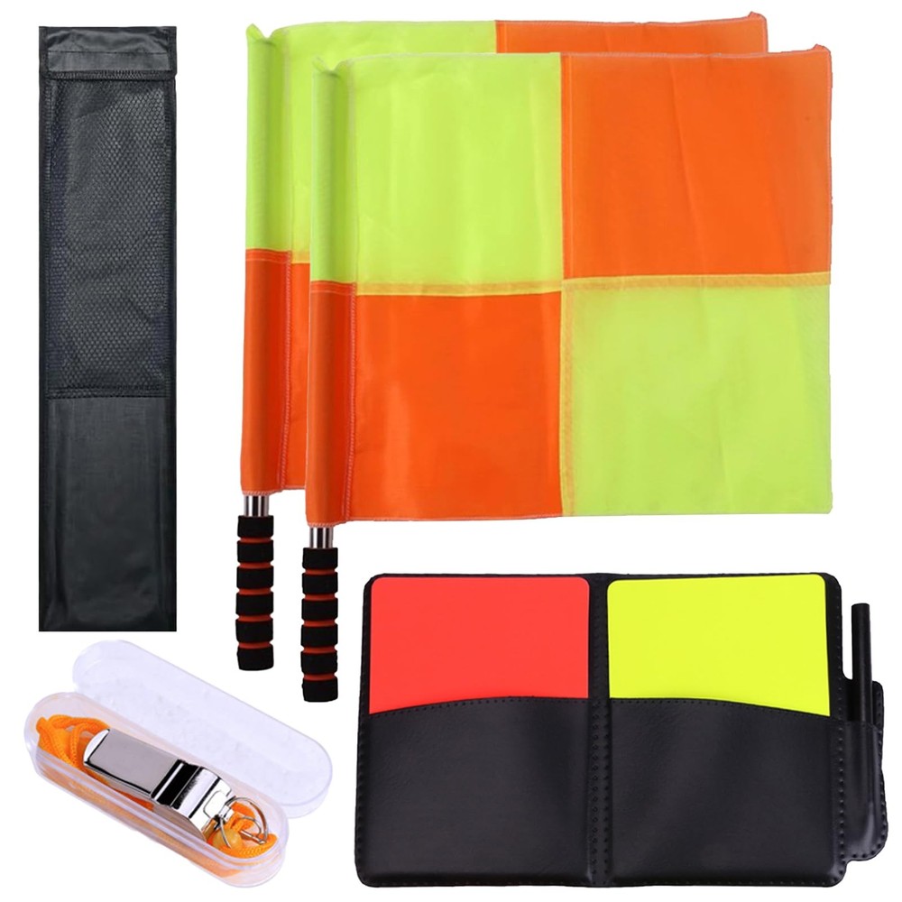Soccer Referee Kit Flags, Cards, Whistles, Notebook & Storage Bag