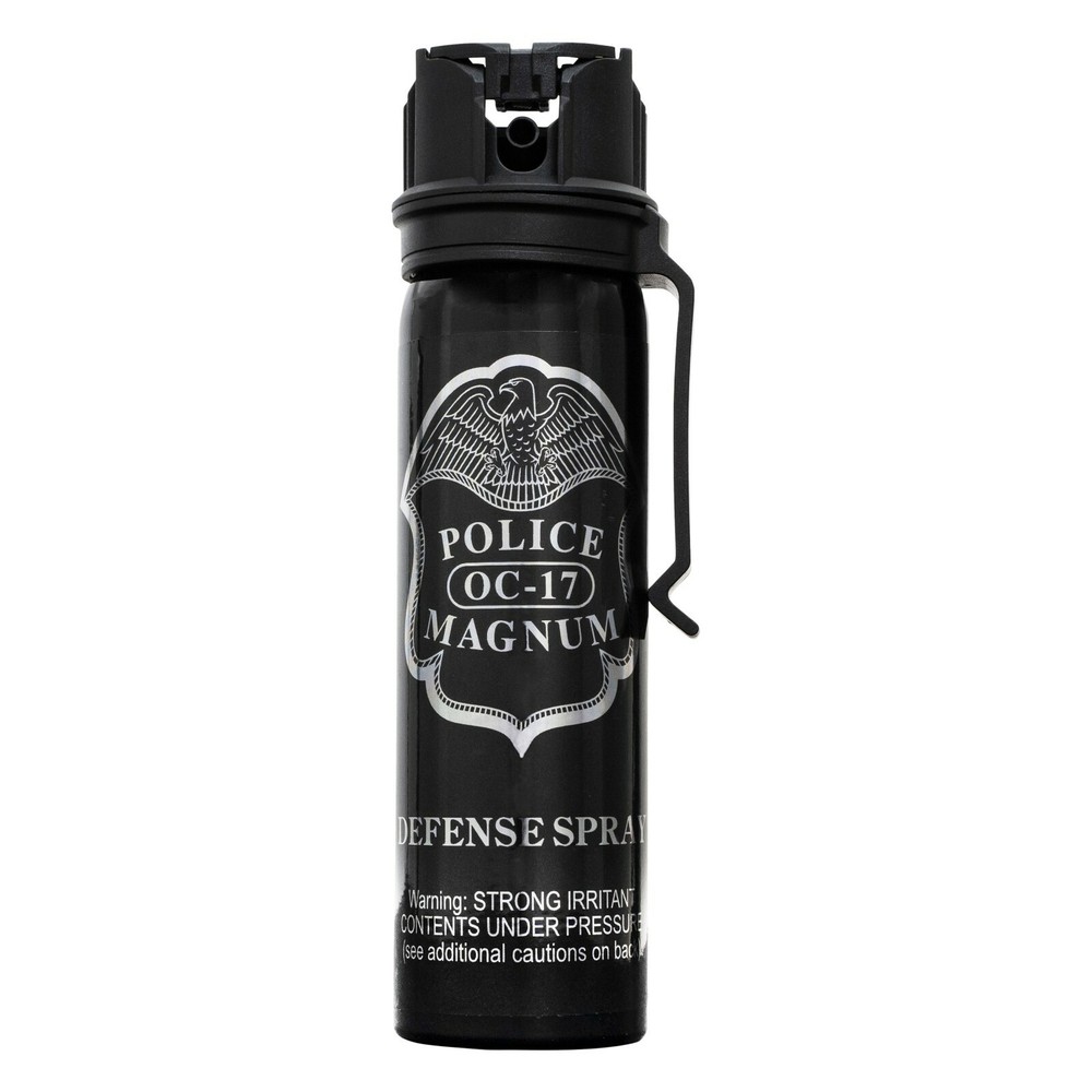 POLICE MAGNUM Pepper Spray 4 ounce Flip Top Fogger Belt Clip Defense Protection