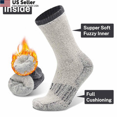 Busy Socks Mens Merino Wool Hiking Crew Large-X-Large, 3 Pairs Light Grey