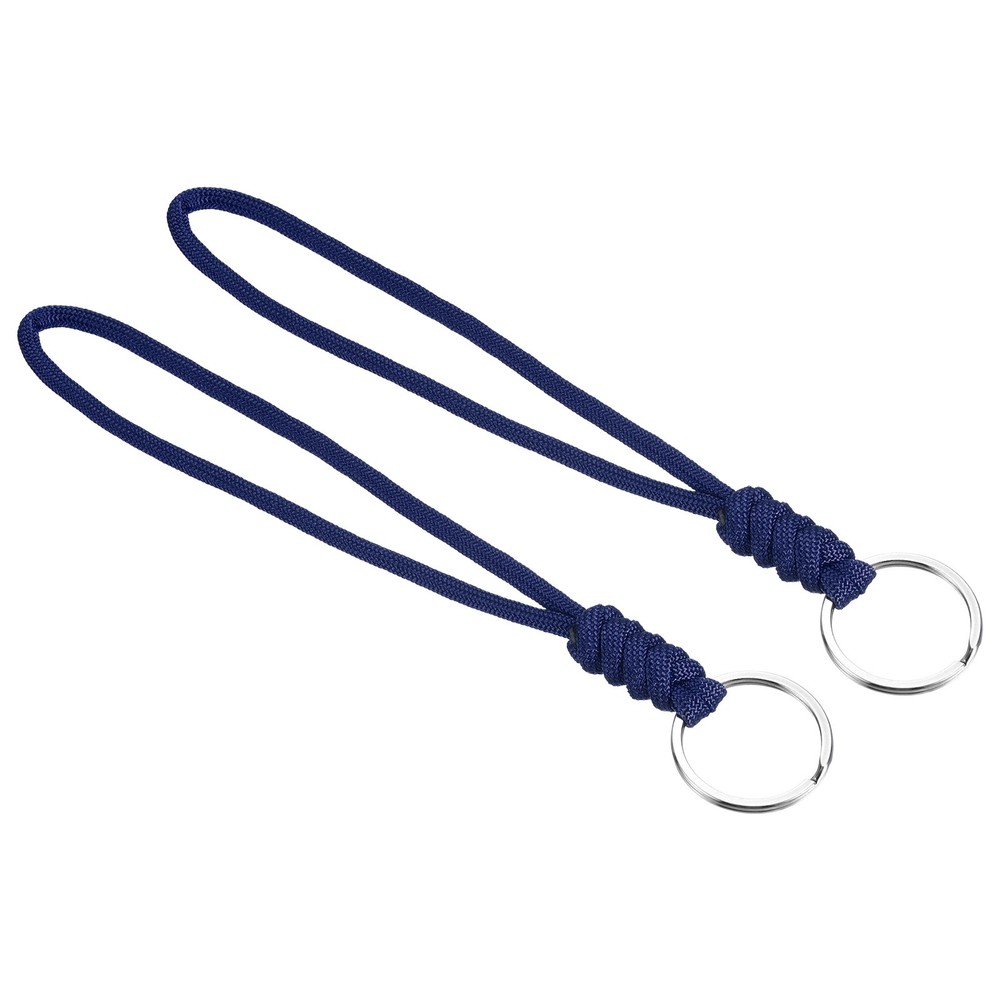 2pcs 8″ Paracord Lanyard with Keyring Wrist Cord Badge Holder Strap, Blue
