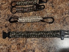 Multicolor Paracord Keychain Lanyards w/ Carabiner Clips & Rings.