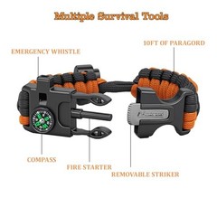 Paracord Survival Bracelet (3 Pack) – Black+Orange Black+Army Green (3pc)