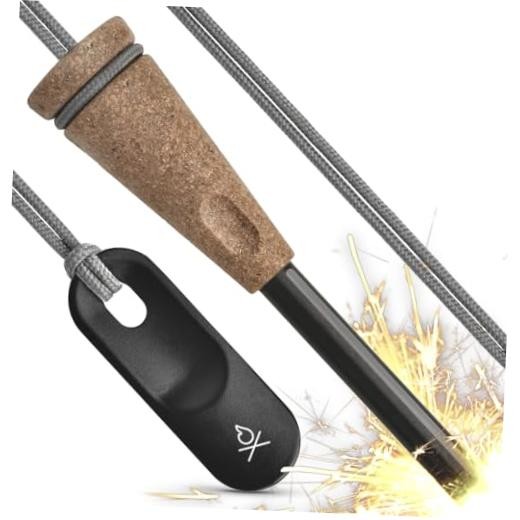 Ü | Zünden PRO Ferro Rod Fire Starter Survival Tool – Up to 15,000 Black Top