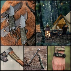 Survival Paracord 550 Fire Survivor Cord Nlyon 100FT, Army Green