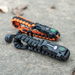Paracord Survival Bracelets – 2 Pack, Adjustable Size, Loud Whistle, Fire