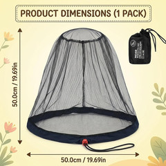Mosquito Head Net, Bug Net for Head with Ultra-Fine Mesh, Bug Head Net Outdoo…