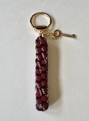 Paracord Braided Crown Sinnet Keychain Bag Charm W/ Clasp, Lock & Key Set Brown
