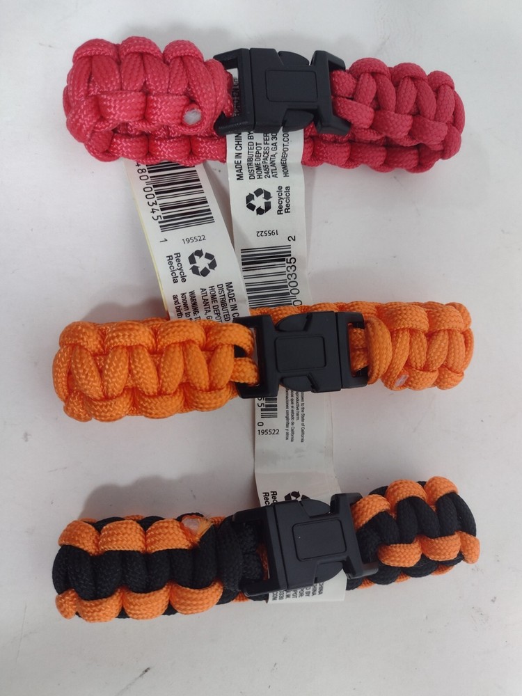 Set of 3 Everbilt Paracord Bracelets Survival NEW 9″