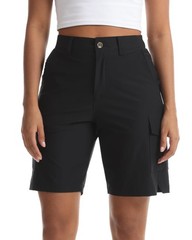 Yoglegins Women’s Lightweight Hiking Cargo Shorts for Running Large, Black