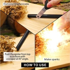 Flint and Steel Fire Starter Kit, 6-inch x 1/2-inch Ferro Rod with Paracord L…